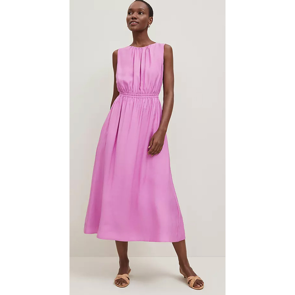 NEW ANN TAYLOR ORCHID GLOW CUTOUT BACK MIDI DRESS SZ 4